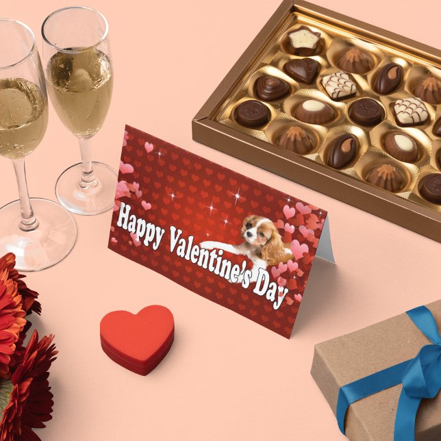 Cartes Pour Fêtes Annuelles Heureuse Sainte-Valentin CKCS Chiot avec coeur (Créateur téléchargé)