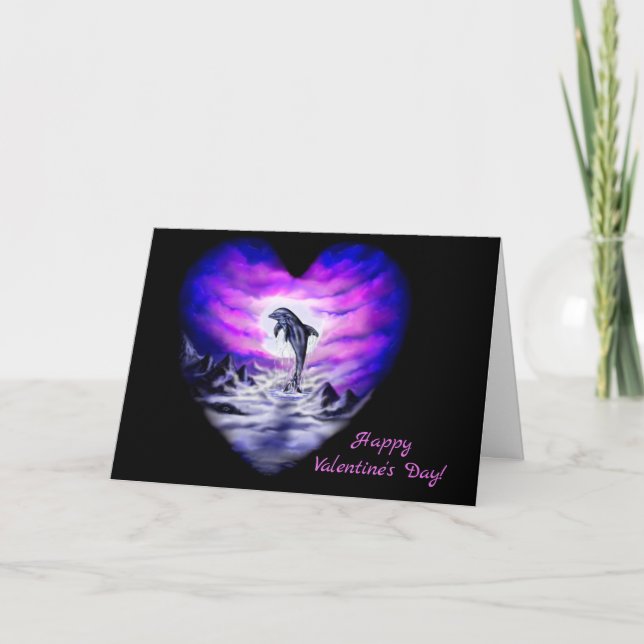 Cartes Pour Fêtes Annuelles Heureuse Sainte-Valentin - Coeur de dauphin clair  (Devant)