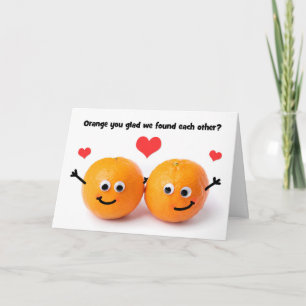 Cartes Pour Fêtes Annuelles Heureuse Sainte-Valentin Cute Orange Couple Humour