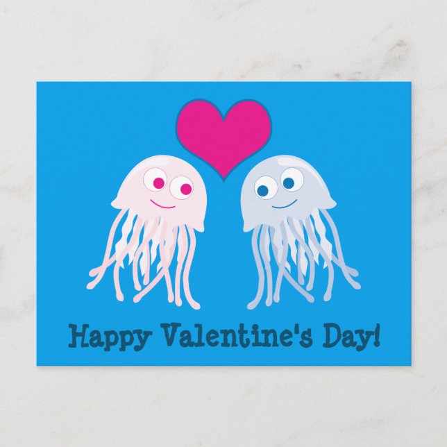 Cartes Pour Fêtes Annuelles Heureuse Sainte-Valentin d'amour de méduse (Devant)