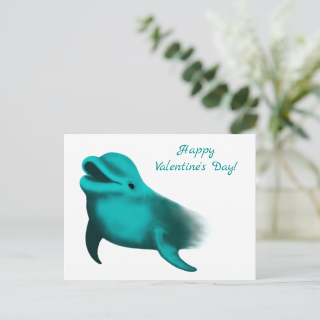 Cartes Pour Fêtes Annuelles Heureuse Sainte-Valentin - Dauphin chanceux (Debout devant)