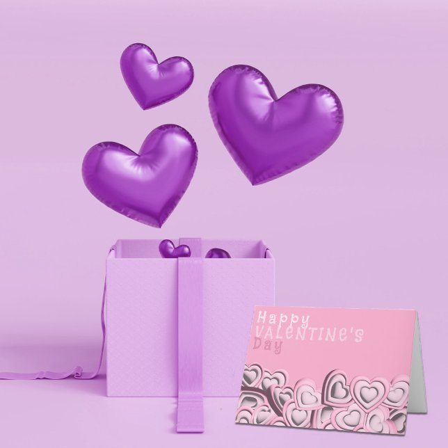 Cartes Pour Fêtes Annuelles heureuse Sainte-Valentin de coeur rose pâle 3D (Créateur téléchargé)