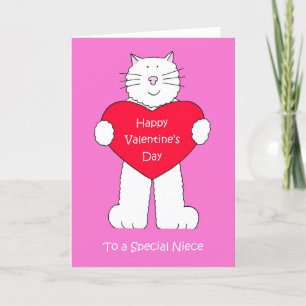Cartes Pour Fêtes Annuelles Heureuse Sainte-Valentin de nièce, Chat de dessin.