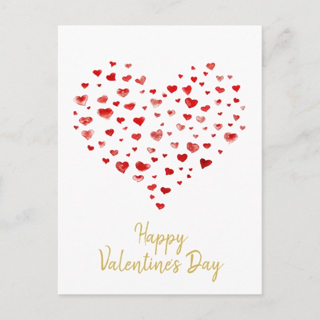 Cartes Pour Fêtes Annuelles Heureuse Sainte-Valentin des coeurs d'aquarelle mi (Devant)