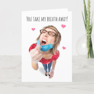 Cartes Pour Fêtes Annuelles Heureuse Sainte-Valentin femme dans le masque Humo