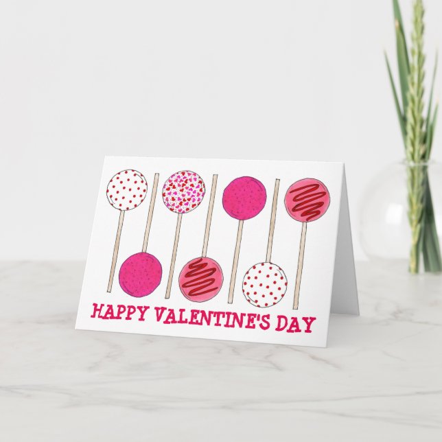 Cartes Pour Fêtes Annuelles Heureuse Sainte-Valentin Gâteau Pops Foodie (Devant)