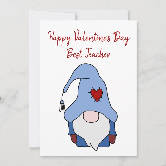 Cartes Pour Fêtes Annuelles Heureuse Sainte-Valentin Gnome meilleur enseignant (Devant)