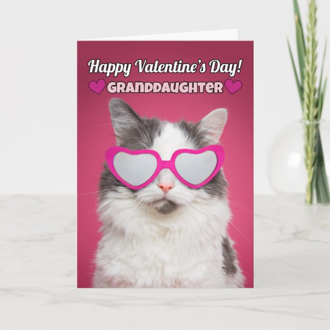 Cartes Pour Fêtes Annuelles Heureuse Sainte-Valentin Grandgirl Cute Cat (Devant)