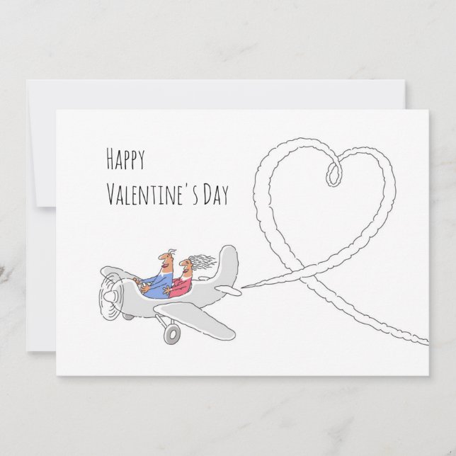 Cartes Pour Fêtes Annuelles Heureuse Sainte-Valentin Heart Love Couple Avion (Devant)