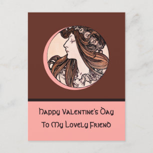 Cartes Pour Fêtes Annuelles Heureuse Sainte-Valentin Joli ami Mucha Rose