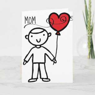 Cartes Pour Fêtes Annuelles Heureuse Sainte-Valentin Maman Red Heart Boy Carto