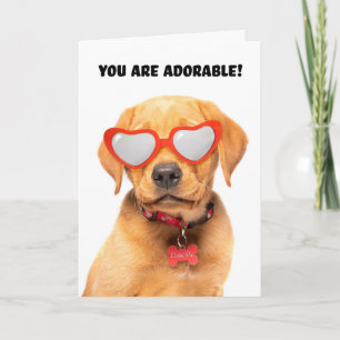 Cartes Pour Fêtes Annuelles Heureuse Sainte-Valentin mignon chiot dans lunette