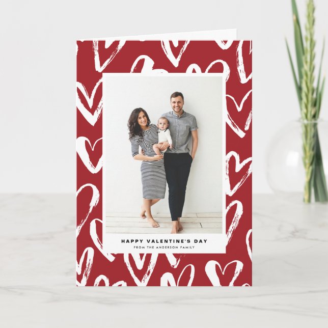 Cartes Pour Fêtes Annuelles Heureuse Sainte-Valentin Motif Rustic Red Hearts (Devant)