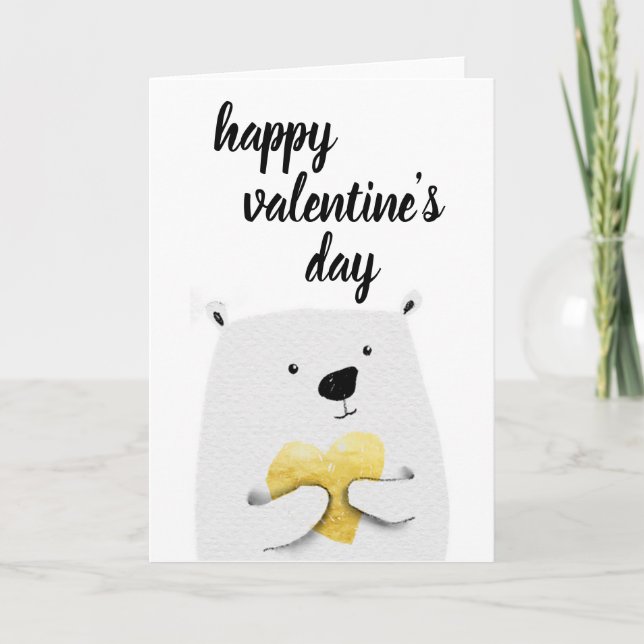 Cartes Pour Fêtes Annuelles Heureuse Sainte-Valentin | Ours polaire du coeur d (Devant)