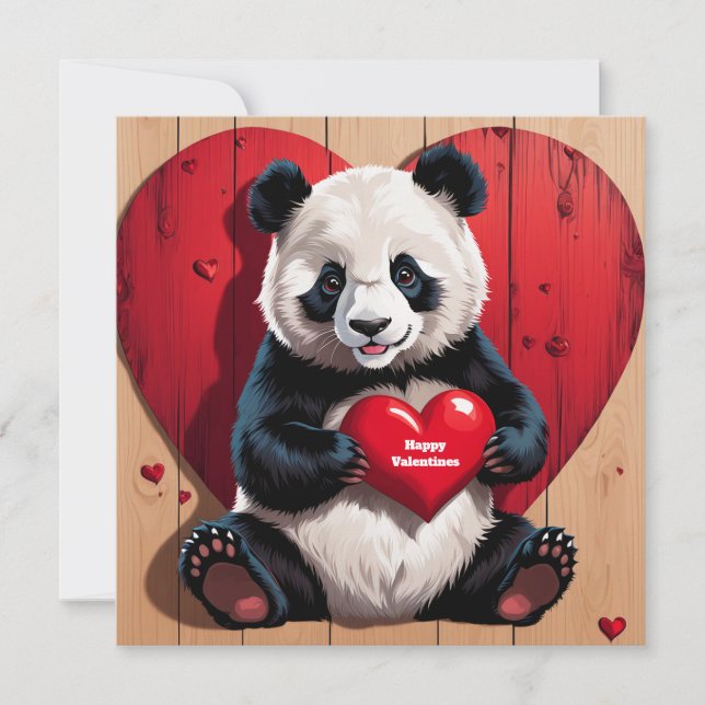 Cartes Pour Fêtes Annuelles Heureuse Sainte-Valentin Panda Bear (Devant)