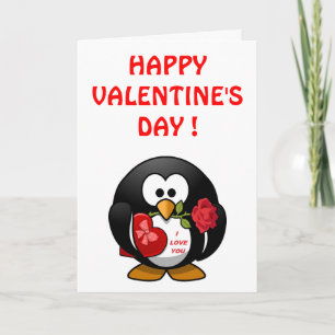 CARTES POUR FÊTES ANNUELLES "HEUREUSE SAINTE-VALENTIN" PENGUIN
