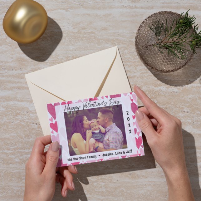 Cartes Pour Fêtes Annuelles Heureuse Sainte-Valentin Photo Cute Rose Coeurs Bl (Créateur téléchargé)