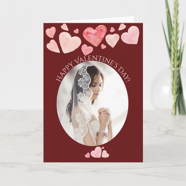 Cartes Pour Fêtes Annuelles Heureuse Sainte-Valentin Photo Portrait Peint Coeu (Devant)