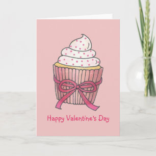 Cartes Pour Fêtes Annuelles Heureuse Sainte-Valentin Pink Cupcake Cake Love