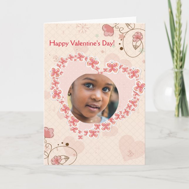Cartes Pour Fêtes Annuelles Heureuse Sainte-Valentin Rose Floral Heart Photo (Devant)
