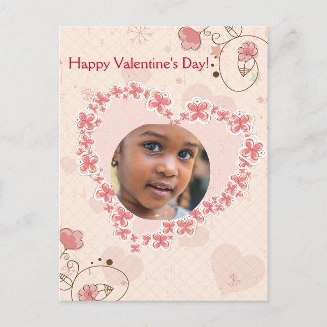 Cartes Pour Fêtes Annuelles Heureuse Sainte-Valentin Rose Floral Heart Photo (Devant)