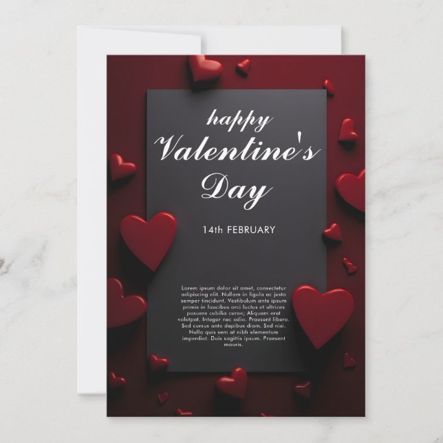 Cartes Pour Fêtes Annuelles Heureuse Sainte-Valentin thème rouge foncé avec le (Devant)