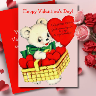 Cartes Pour Fêtes Annuelles Heureuse Sainte-Valentin vintage Teddy Bear Person