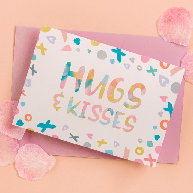 Cartes Pour Fêtes Annuelles Heureuse Sainte-Valentin XOXO Hugs, Love & Kisses (XOXO Hugs, Love & Kisses Happy Valentine's Day Holiday Card)