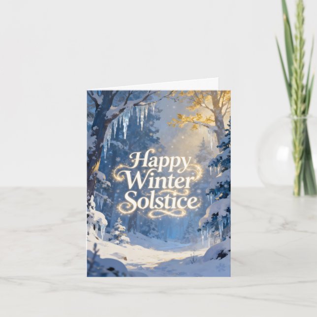 Cartes Pour Fêtes Annuelles Heureuse scène de solstice hivernale (Devant)