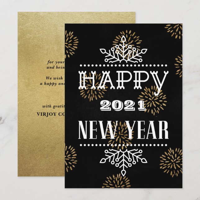 Cartes Pour Fêtes Annuelles HEUREUX 2021 NOUVELLE ANNÉE | Entreprise moderne (Devant / Derrière)