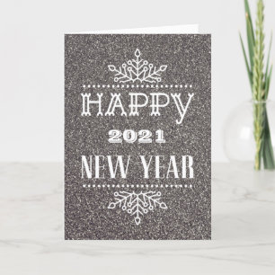 Cartes Pour Fêtes Annuelles HEUREUX 2021 NOUVELLE ANNÉE   Typographie moderne