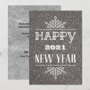 Cartes Pour Fêtes Annuelles HEUREUX 2021 NOUVELLE ANNÉE   Typographie moderne