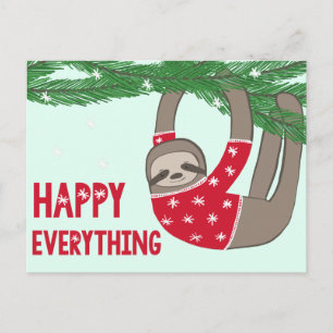 Cartes Pour Fêtes Annuelles Heureux adorable tout paresse dans un chandail