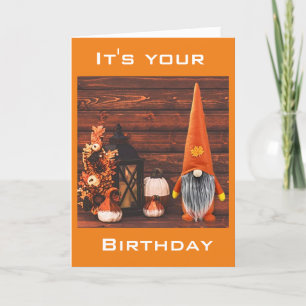 CARTES POUR FÊTES ANNUELLES HEUREUX ANNIVERSAIRE DE L'AUTOMNE DE CUTE GNOME