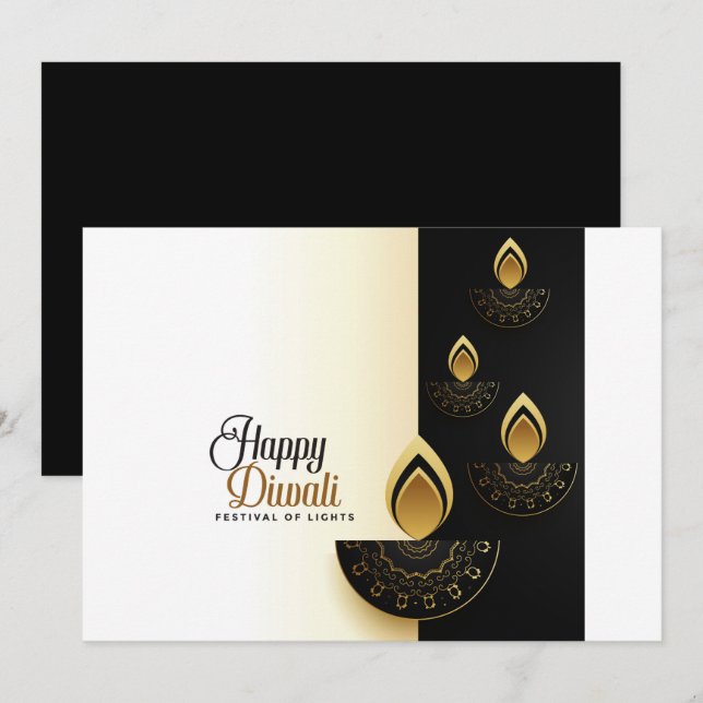 Cartes Pour Fêtes Annuelles Heureux Diwali (Devant / Derrière)