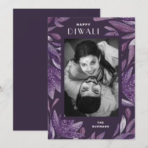 Cartes Pour Fêtes Annuelles Heureux Diwali. Fête violette des lumières. Inde