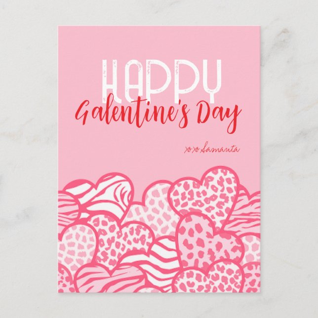 Cartes Pour Fêtes Annuelles Heureux Galentine Blush rose Poster de animal Nom  (Devant)
