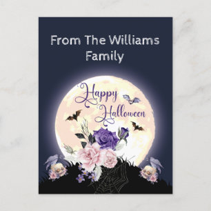 Cartes Pour Fêtes Annuelles heureux halloween éffrayante lune et gothique rose