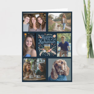 Cartes Pour Fêtes Annuelles HEUREUX HANOUKKA Dessiné À La Main CUSTOM 6 PHOTO 