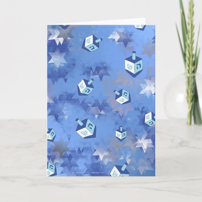 Cartes Pour Fêtes Annuelles Heureux Hanoukka Falling Star et Dreidels (Devant)