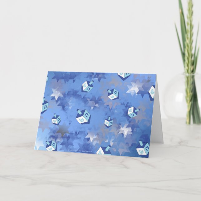 Cartes Pour Fêtes Annuelles Heureux Hanoukka Falling Star et Dreidels (Devant)