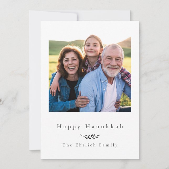 Cartes Pour Fêtes Annuelles Heureux Hanoukka Grey et White Photo (Devant)