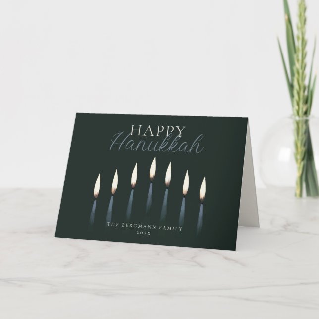 Cartes Pour Fêtes Annuelles Heureux Hanoukka Menorah bougies vierges (Devant)