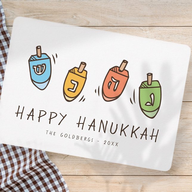 Cartes Pour Fêtes Annuelles Heureux Hanoukka Modern Dreidel (Créateur téléchargé)