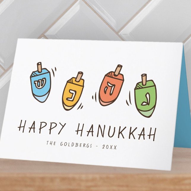 Cartes Pour Fêtes Annuelles Heureux Hanoukka Modern Dreidel (Créateur téléchargé)
