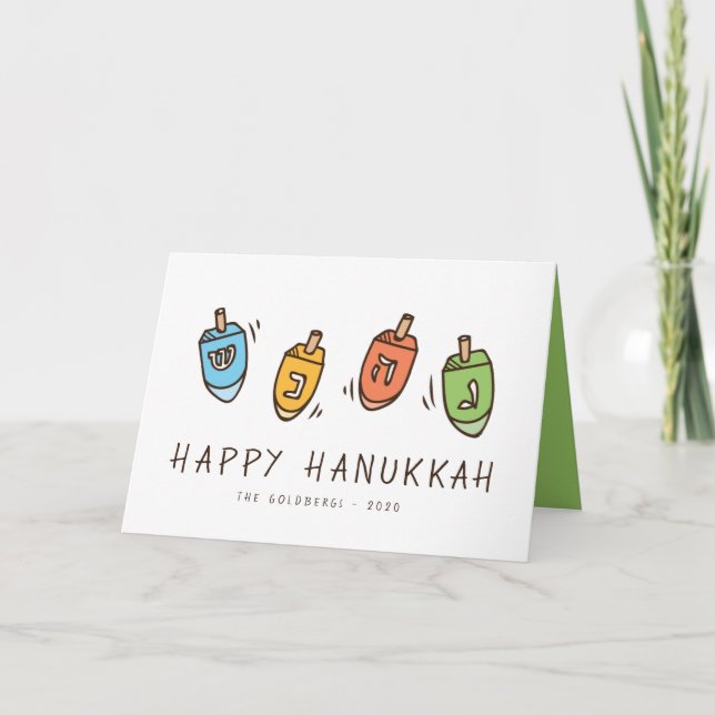Cartes Pour Fêtes Annuelles Heureux Hanoukka Modern Dreidel (Devant)