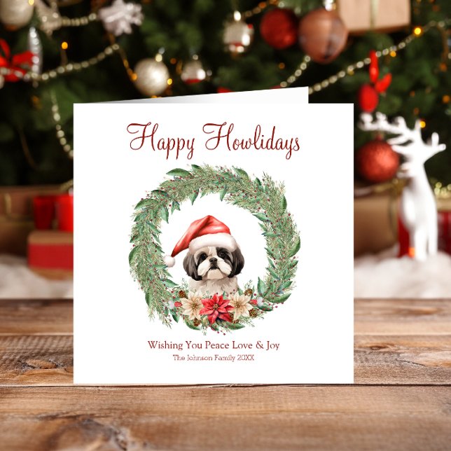 Cartes Pour Fêtes Annuelles Heureux Howlidays mignon Lhasa Apso Chig (Créateur téléchargé)