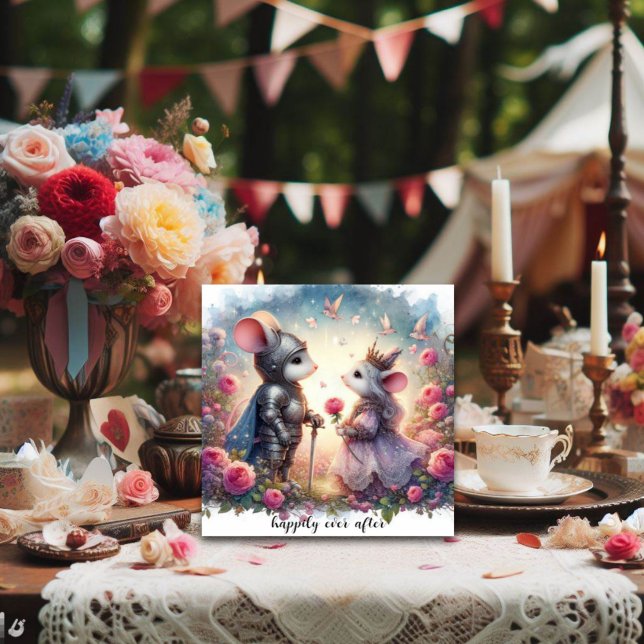 Cartes Pour Fêtes Annuelles Heureux Jamais après Fairytale Mouse Love Valentin (Créateur téléchargé)