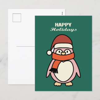 Cartes Pour Fêtes Annuelles heureux vacances pingouin rose