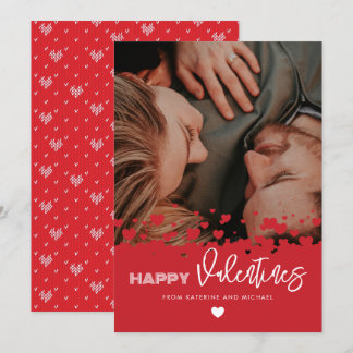 Cartes Pour Fêtes Annuelles Heureux Valentines Photo Coeurs rouges Couple Fami